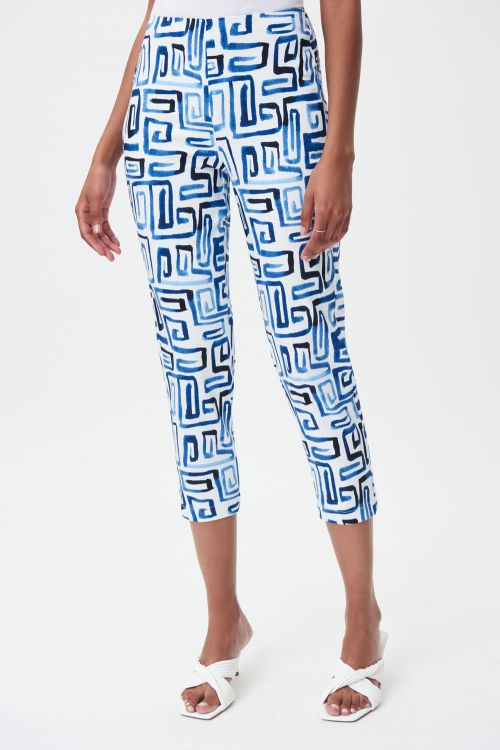 Joseph Ribkoff Blue/Vanilla Cropped Pants Style 232257