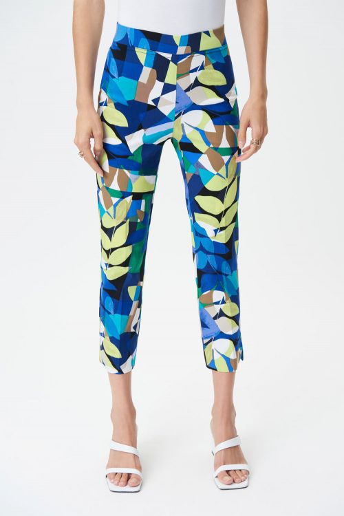 Joseph Ribkoff Black/Multi Cropped Pull-On Pants Style 232260