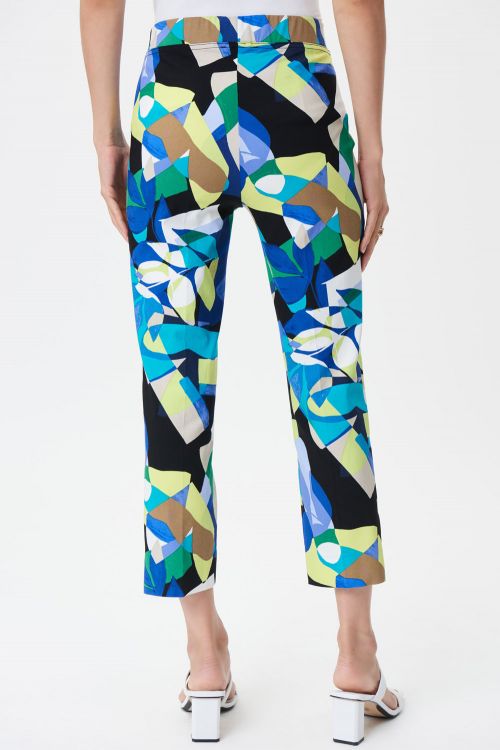 Joseph Ribkoff Black/Multi Cropped Pull-On Pants Style 232260