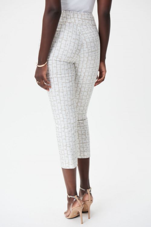 Joseph Ribkoff Vanilla/Moonstone Geometric Print Cropped Pants Style 232261