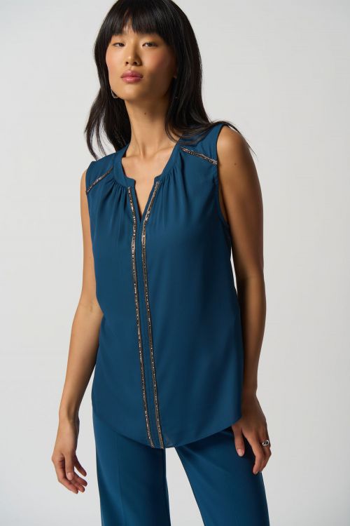 Joseph Ribkoff Nightfall Rhinestone Sleeveless Top Style 233014