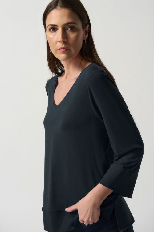 Joseph Ribkoff Black Boxy Jersey Top Style 233049