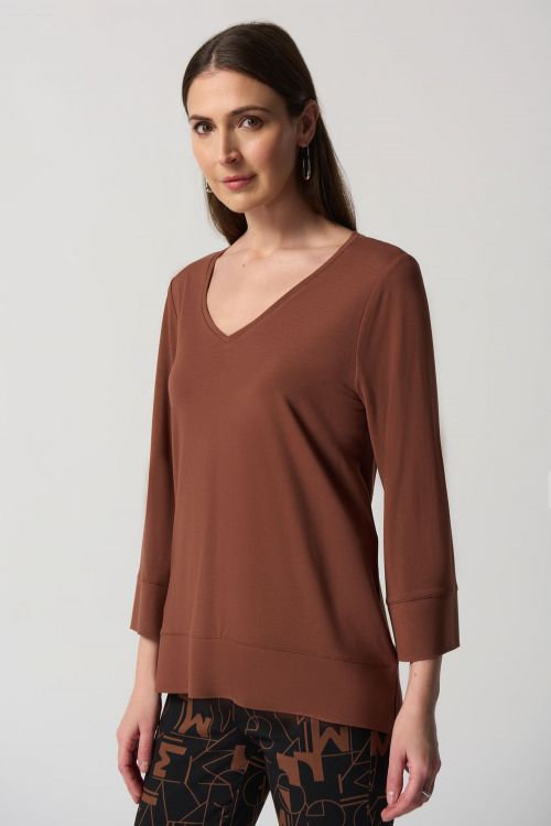 Joseph Ribkoff Toffee Boxy Jersey Top Style 233049