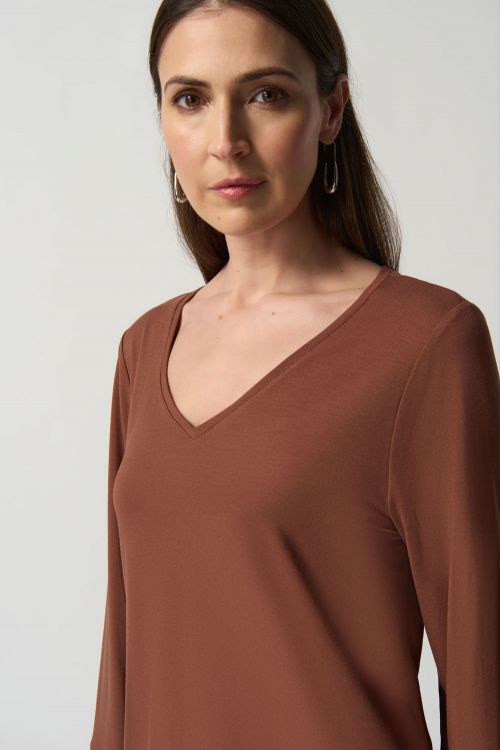 Joseph Ribkoff Toffee Boxy Jersey Top Style 233049