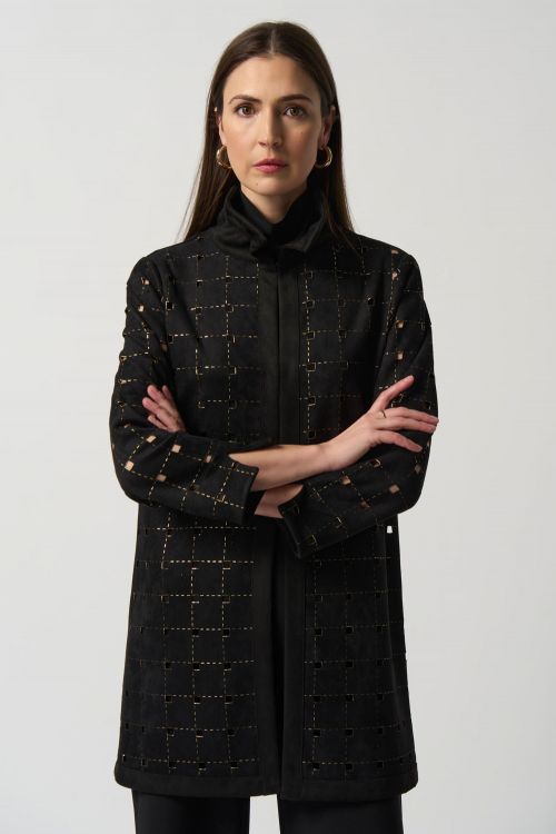 Joseph Ribkoff Black/Gold Suede Jacket Style 233061