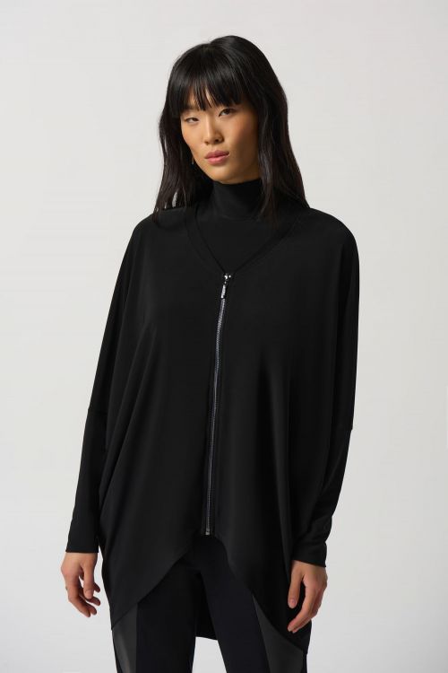 Joseph Ribkoff Black Zip-Up Sweater Style 233076