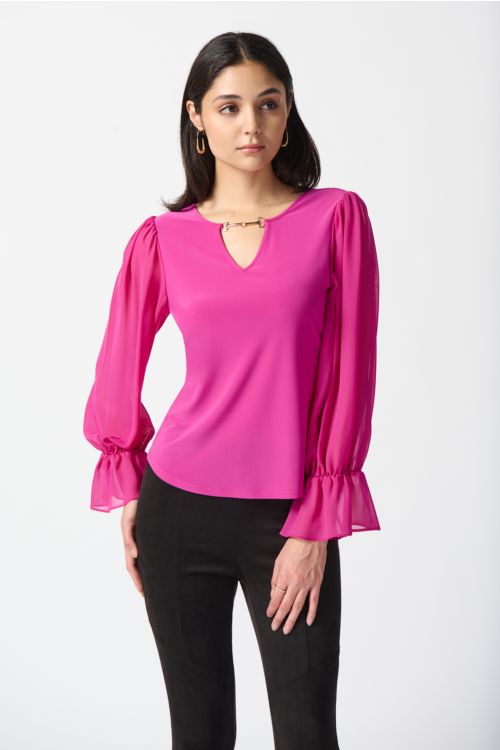 Joseph Ribkoff Opulence Ruffle Sleeve Top Style 233111