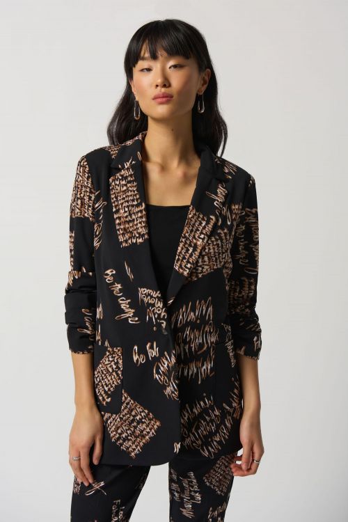 Joseph Ribkoff Black/Multi Wording Print Blazer Style 233121