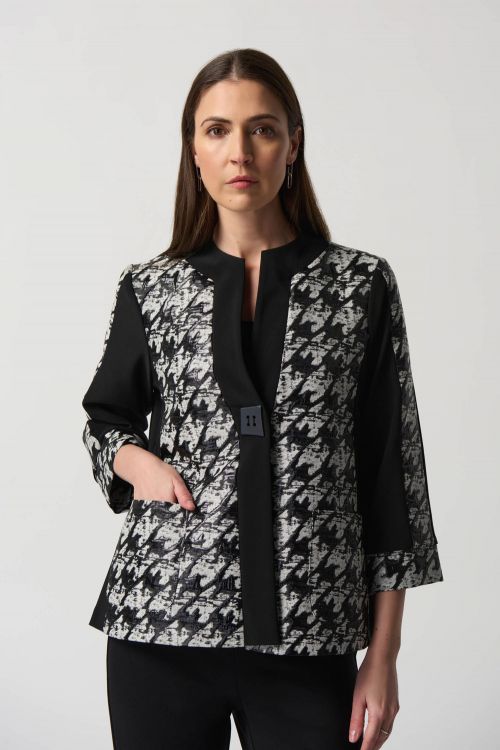 Joseph Ribkoff Black/White Colour-Block Jacket Style 233157