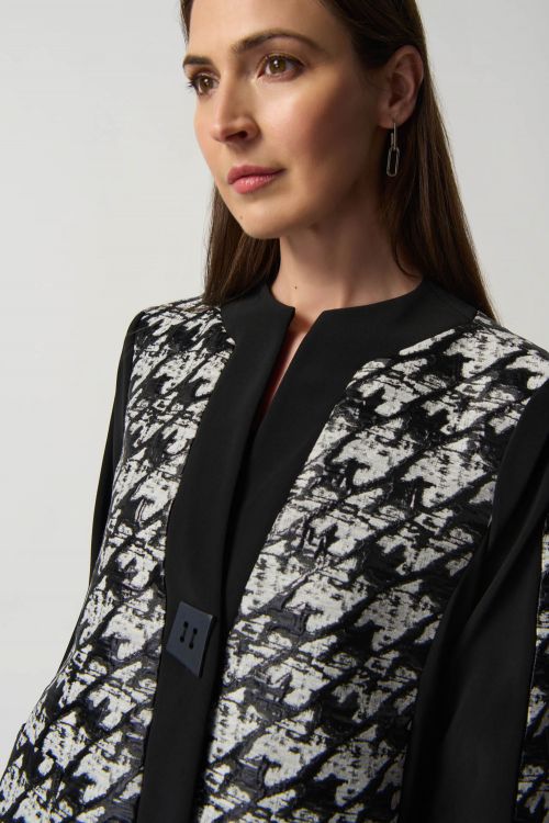 Joseph Ribkoff Black/White Colour-Block Jacket Style 233157