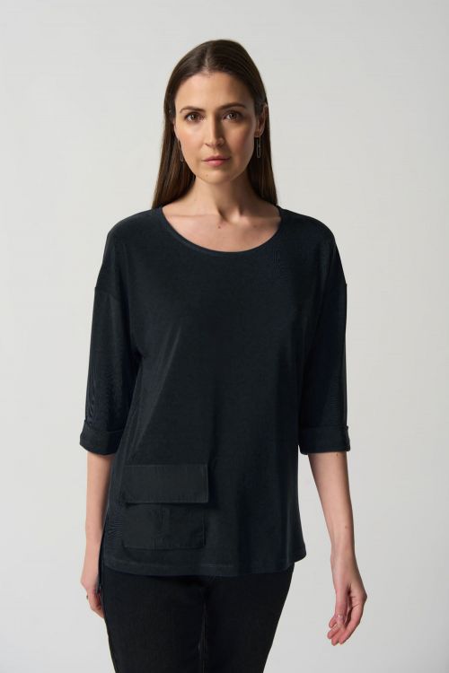 Joseph Ribkoff Black Dolman Sleeve Boxy Top Style 233186
