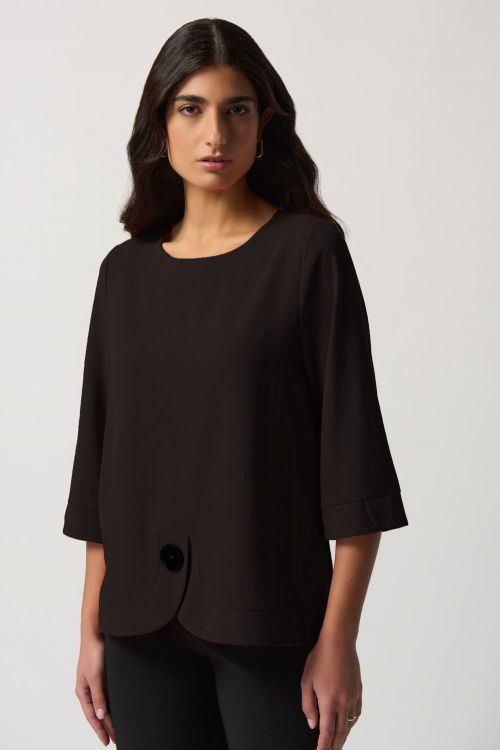 
Joseph Ribkoff Black Trapeze Top With Single Button Style 233206
