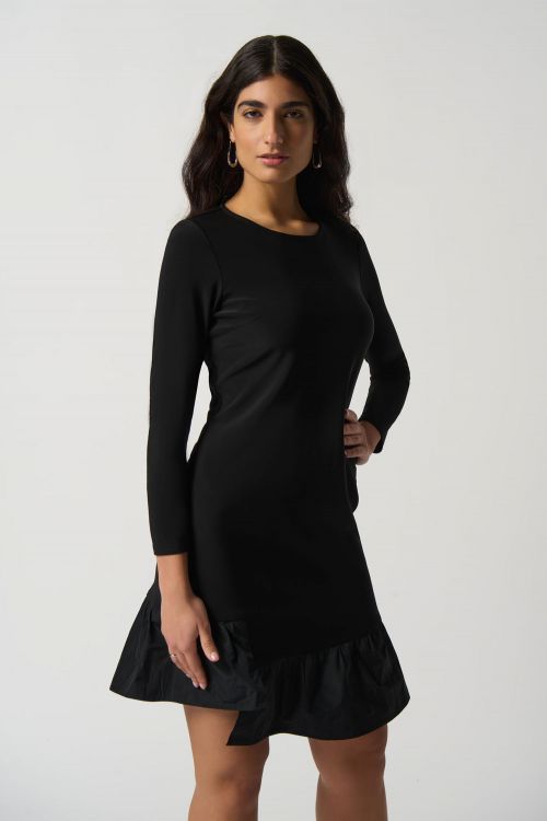 Joseph Ribkoff Black Ruffle Fit and Flare Dress Style 233274