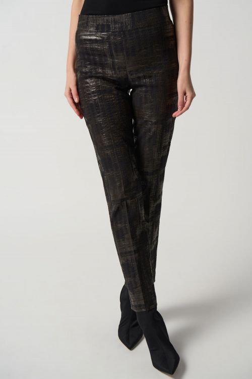 Joseph Ribkoff Black/Gold Straight-Leg Pull-On Pants Style 233276