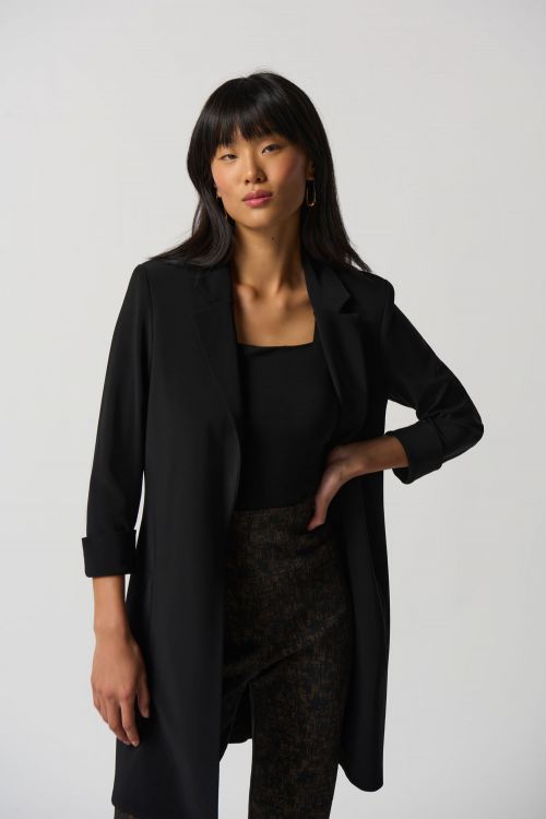 Joseph Ribkoff Black Knit Long Blazer Style 233304