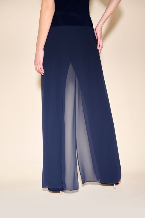 Joseph Ribkoff Midnight Blue Chiffon Overlay Straight-Leg Pants Style 233773