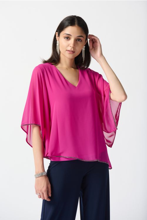 Joseph Ribkoff Opulence Chiffon V-Neck Top Style 233781