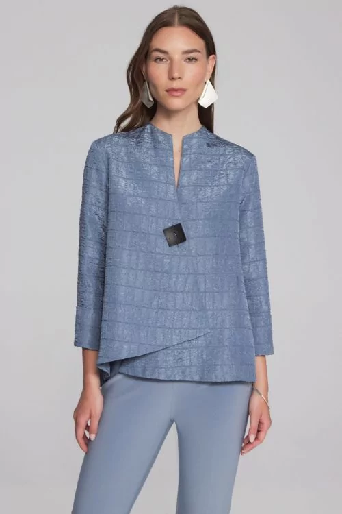 Joseph Ribkoff Serenity Blue Mock Neck Swing Jacket Style 233792