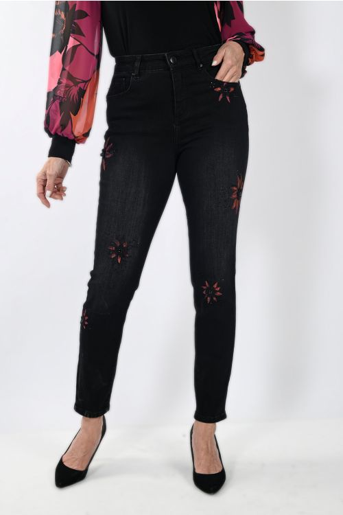 Frank Lyman Black/Magenta Jeans Pants Style 233886U