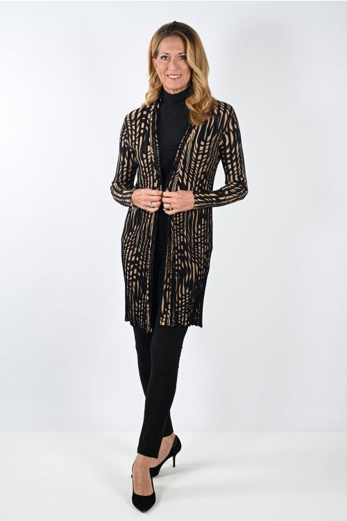 Frank Lyman Black/Tan Long Knit Cardigan Style 233893U