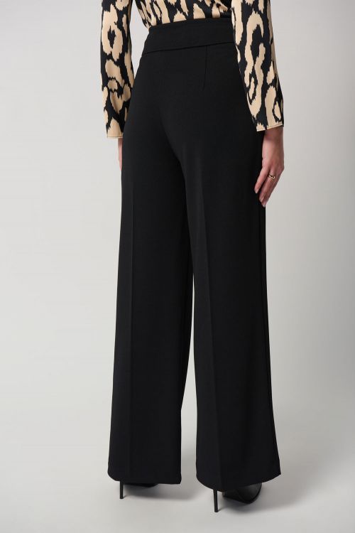 Joseph Ribkoff Black Scuba Crepe Wide-Leg Pants Style 234053