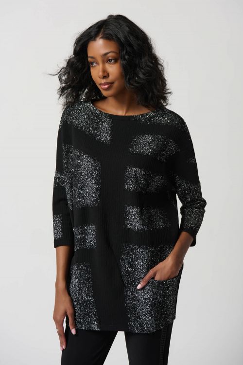 Joseph Ribkoff Black/White Cocoon Tunic Style 234088