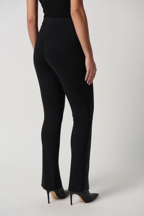 Joseph Ribkoff Black Heavy Knit Snake Leatherette Pull-On Pants Style 234113