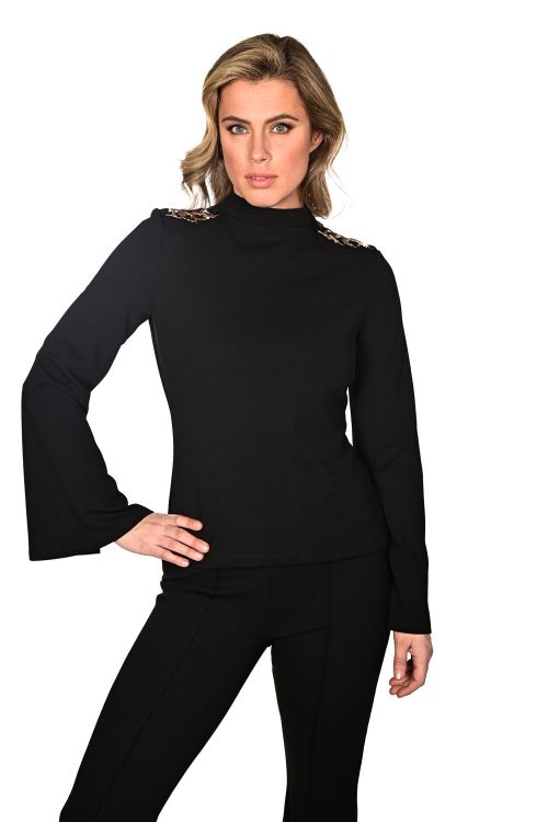 Frank Lyman Black Bell Sleeve Top Style 234223