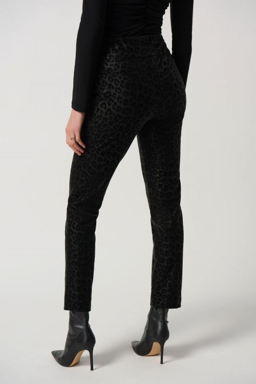 Joseph Ribkoff Black Leatherette Animal Print Pull-On Pants Style 234900