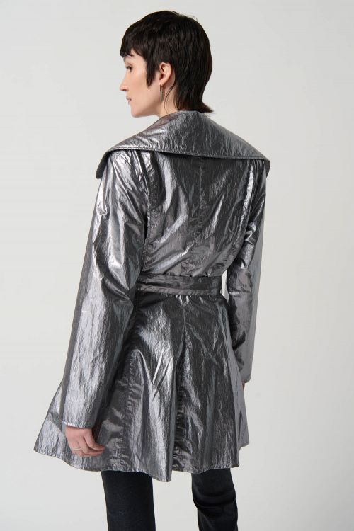 Joseph Ribkoff Metallic Coat With Notched Collar Style 234901