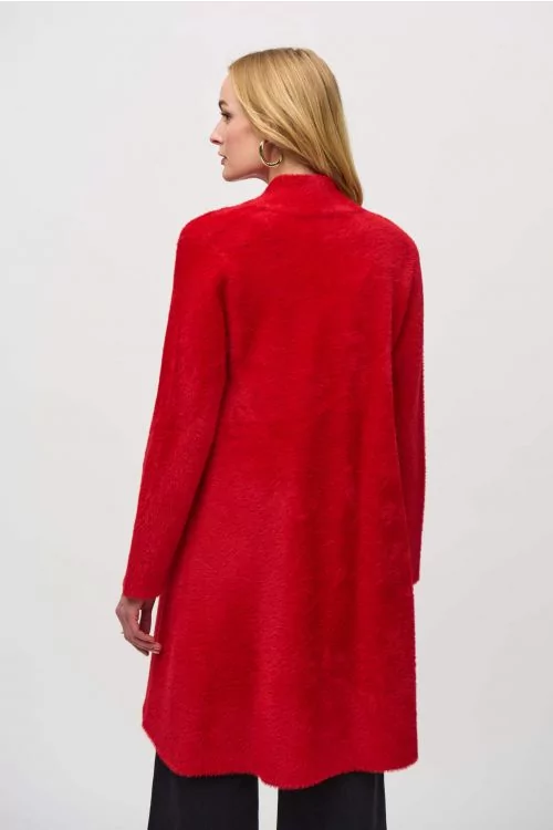 Joseph Ribkoff Lipstick Red Feather Yarn Flared Coat Style 234906