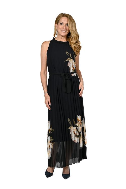 Frank Lyman Black/Beige Floral Print Dress Style 236155