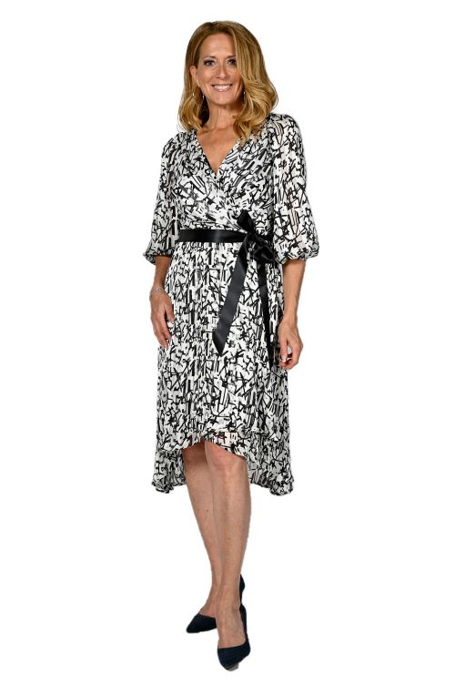 Frank Lyman Off-White/Black Woven Dress Style 236244