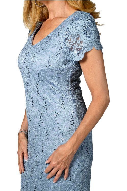 Frank Lyman Blue Guipure Dress Style 238225