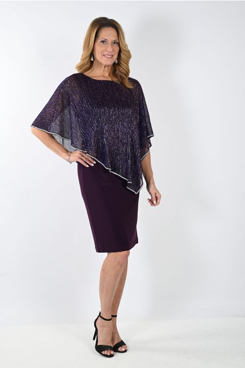 Frank Lyman Purple/Pink Dress with Chiffon Overlay Style 239158