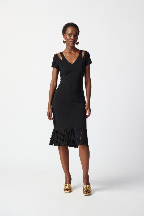 Joseph Ribkoff Black Cutout Neckline Sheath Dress Style 241053