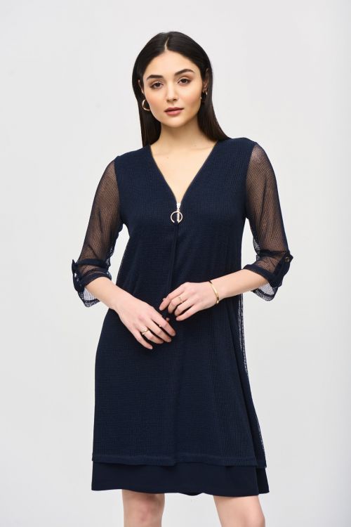 Joseph Ribkoff Midnight Blue Layered Dress Style 241115