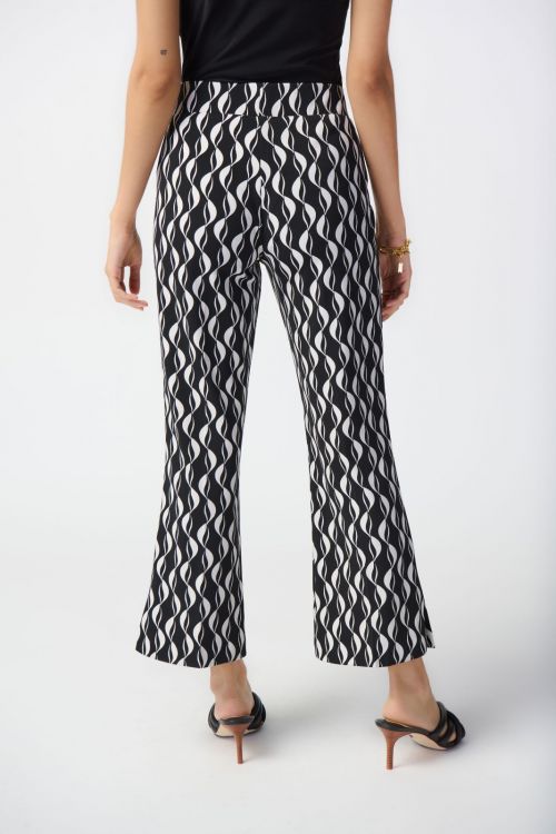 Joseph Ribkoff Black/Moonstone Geometric Print Pull-On Pants Style 241151