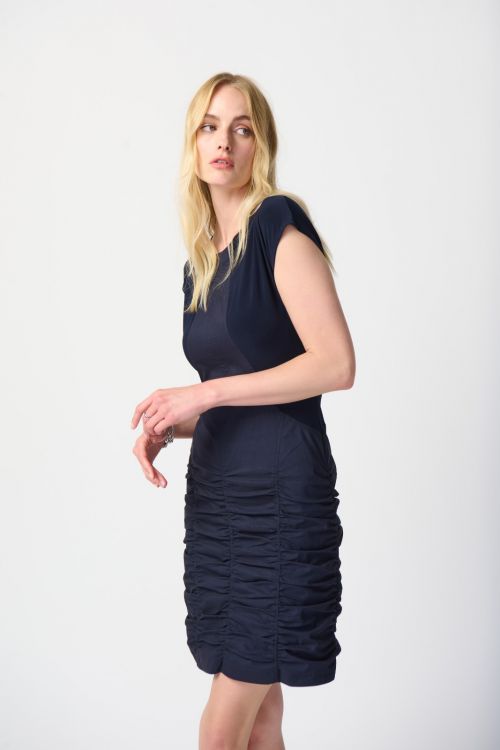 Joseph Ribkoff Midnight Blue Stretch Poplin Sheath Dress Style 241159