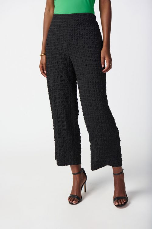 Joseph Ribkoff Black Check Jacquard Wide-Leg Pants Style 241187