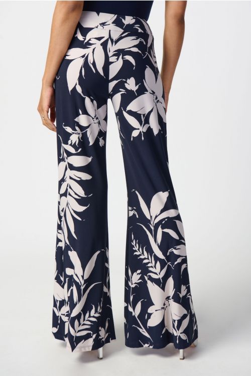 Joseph Ribkoff Midnight Blue/Beige Floral Print Pull-On Pants Style 241199