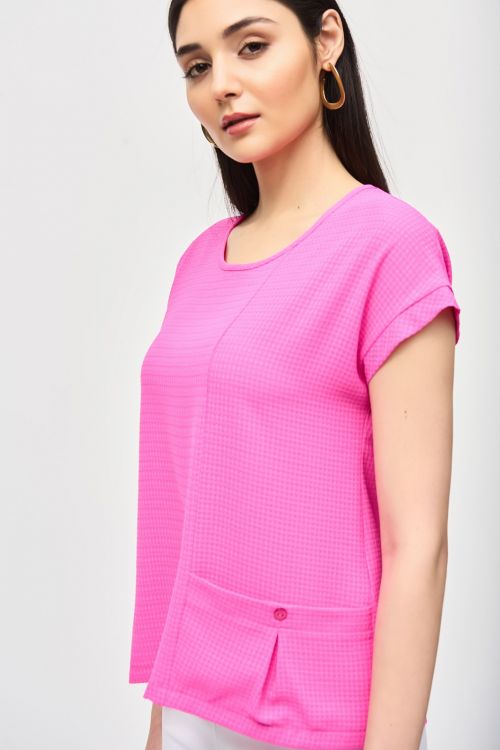 Joseph Ribkoff Ultra Pink Textured Woven Boxy Top Style 241217