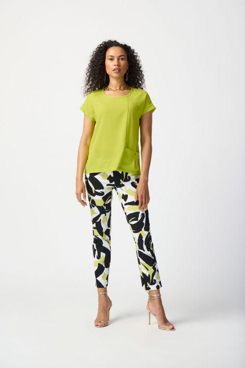 Joseph Ribkoff Key Lime Textured Woven Boxy Top Style 241217