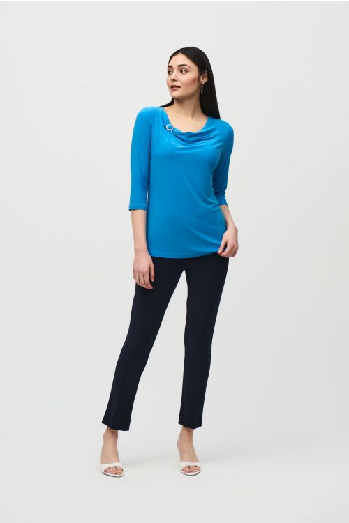 Joseph Ribkoff French Blue Cowl Neck Top Style 241241