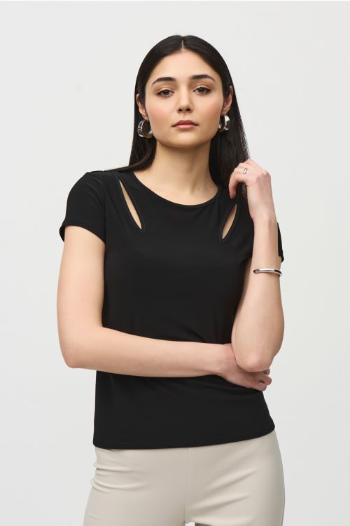 Joseph Ribkoff Black Cutout Top Style 241245