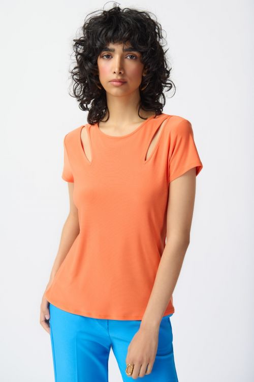 Joseph Ribkoff Mandarin Cutout Top Style 241245