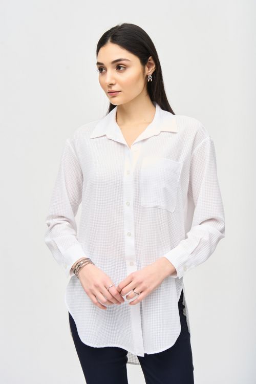 Joseph Ribkoff Vanilla Long Textured Blouse Style 241259