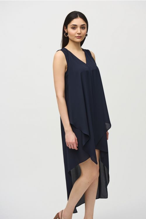 Joseph Ribkoff Midnight Blue High-Low Sleeveless Dress Style 241260