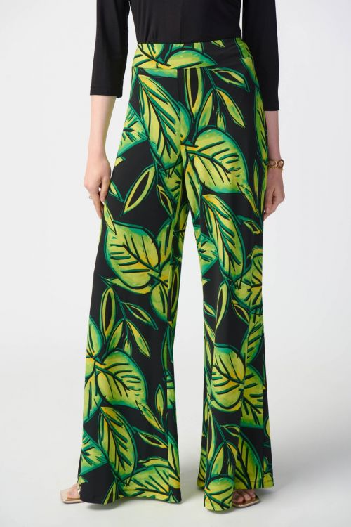 Joseph Ribkoff Black/Multi Wide-Leg Pants Style 241288