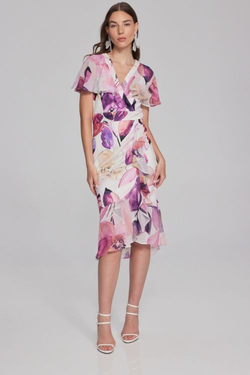 Joseph Ribkoff Vanilla/Multi Floral Print Dress Style 241732